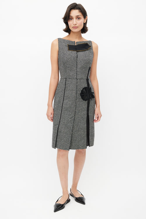 Prada Black & Multicolour Tweed Leaf Dress