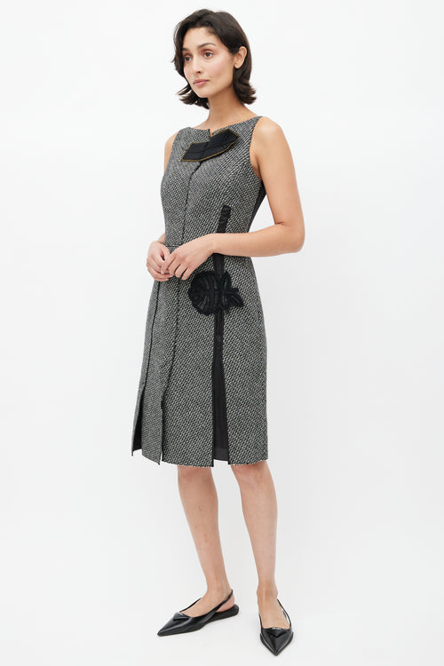 Prada Black & Multicolour Tweed Leaf Dress