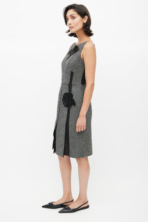 Prada Black & Multicolour Tweed Leaf Dress