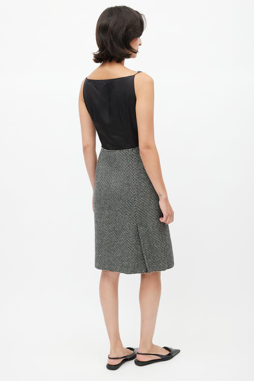 Prada Black & Multicolour Tweed Leaf Dress