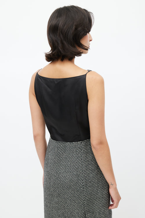 Prada Black & Multicolour Tweed Leaf Dress