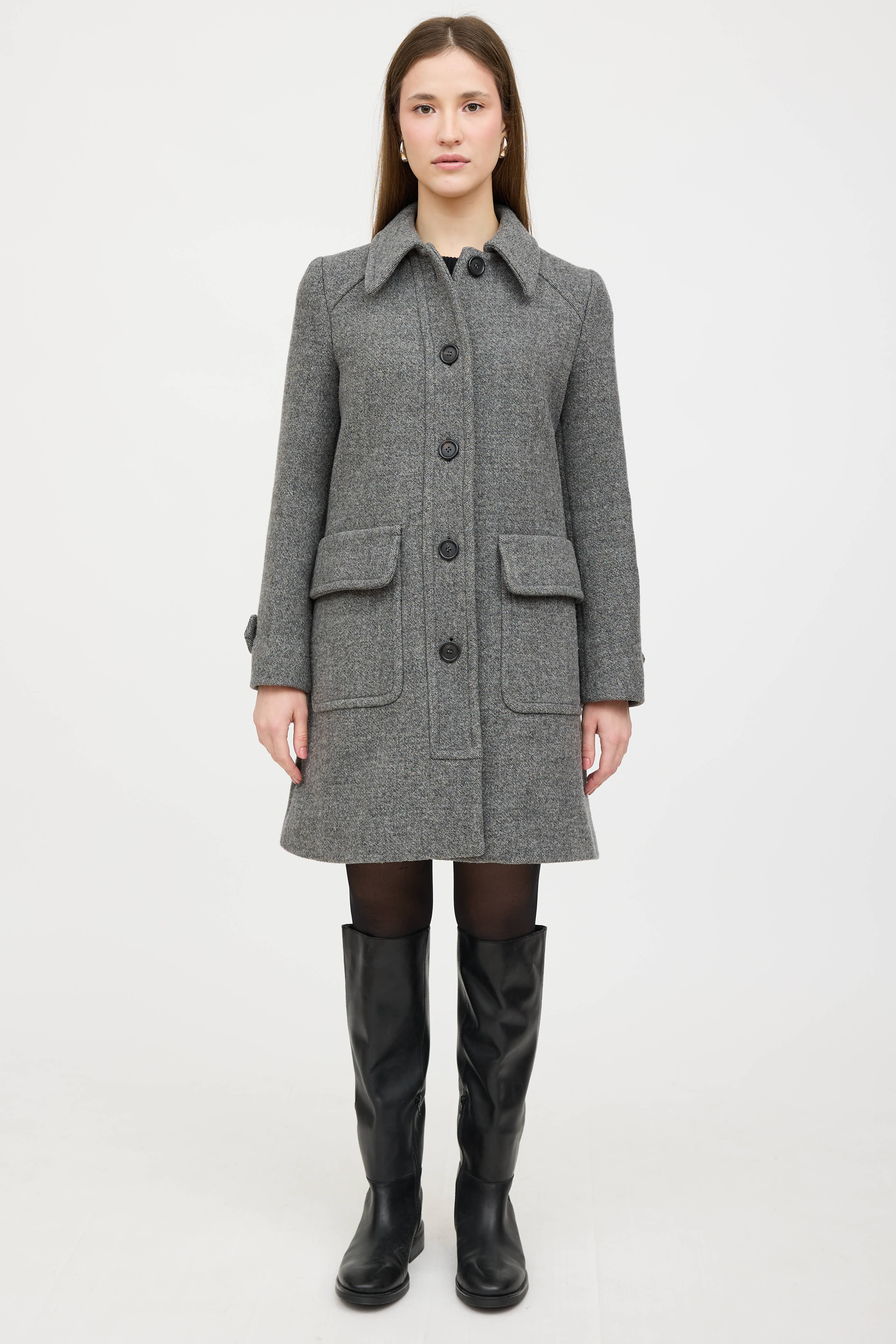 Prada 2014 Wool Pointed Collar Coat