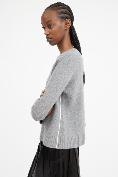 Grey Wool & Cashmere Contrast Seam Sweater