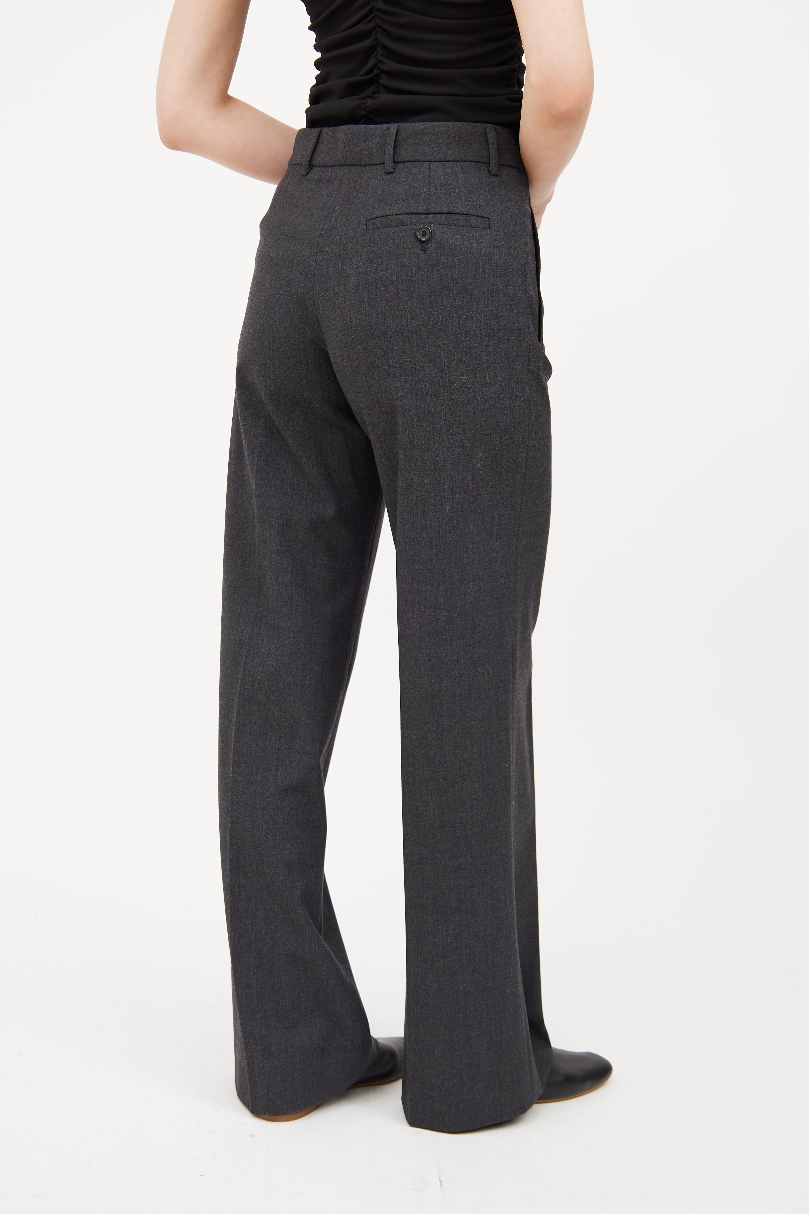 Pleated Wool Wide Leg Pant
