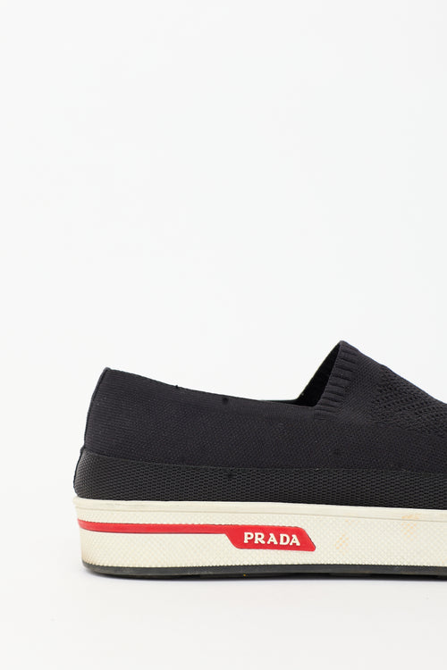 Prada Knit Twill Slip On Sneaker