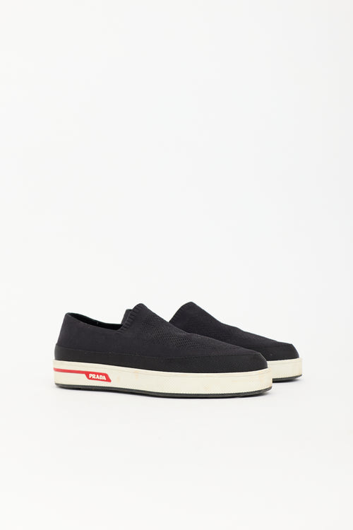 Prada Knit Twill Slip On Sneaker