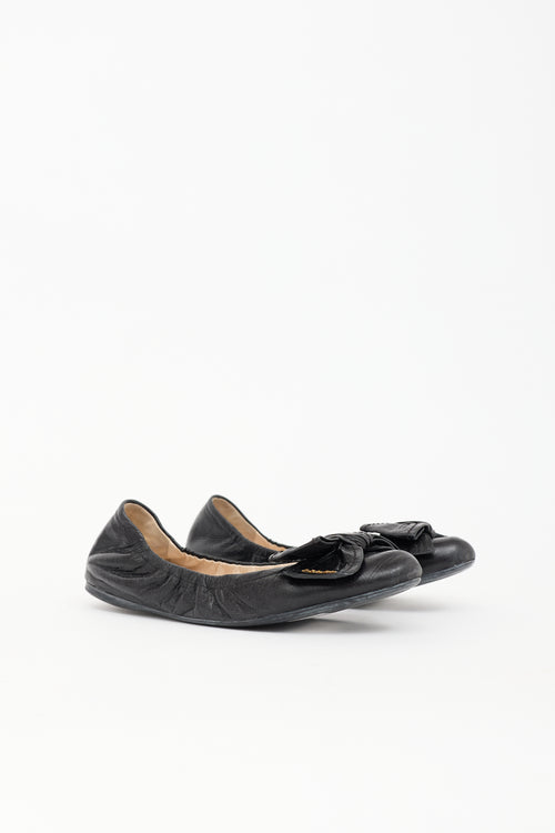 Prada Leather Bow Ballet Flat