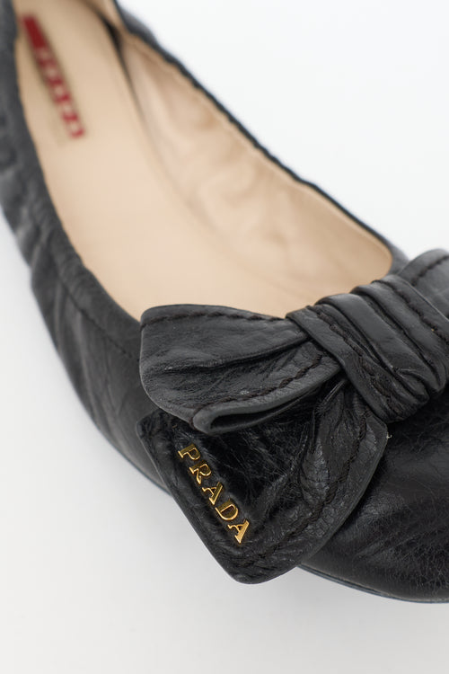 Prada Leather Bow Ballet Flat