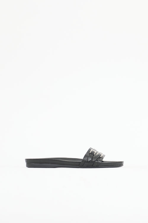 Prada Leather Buckle Slide