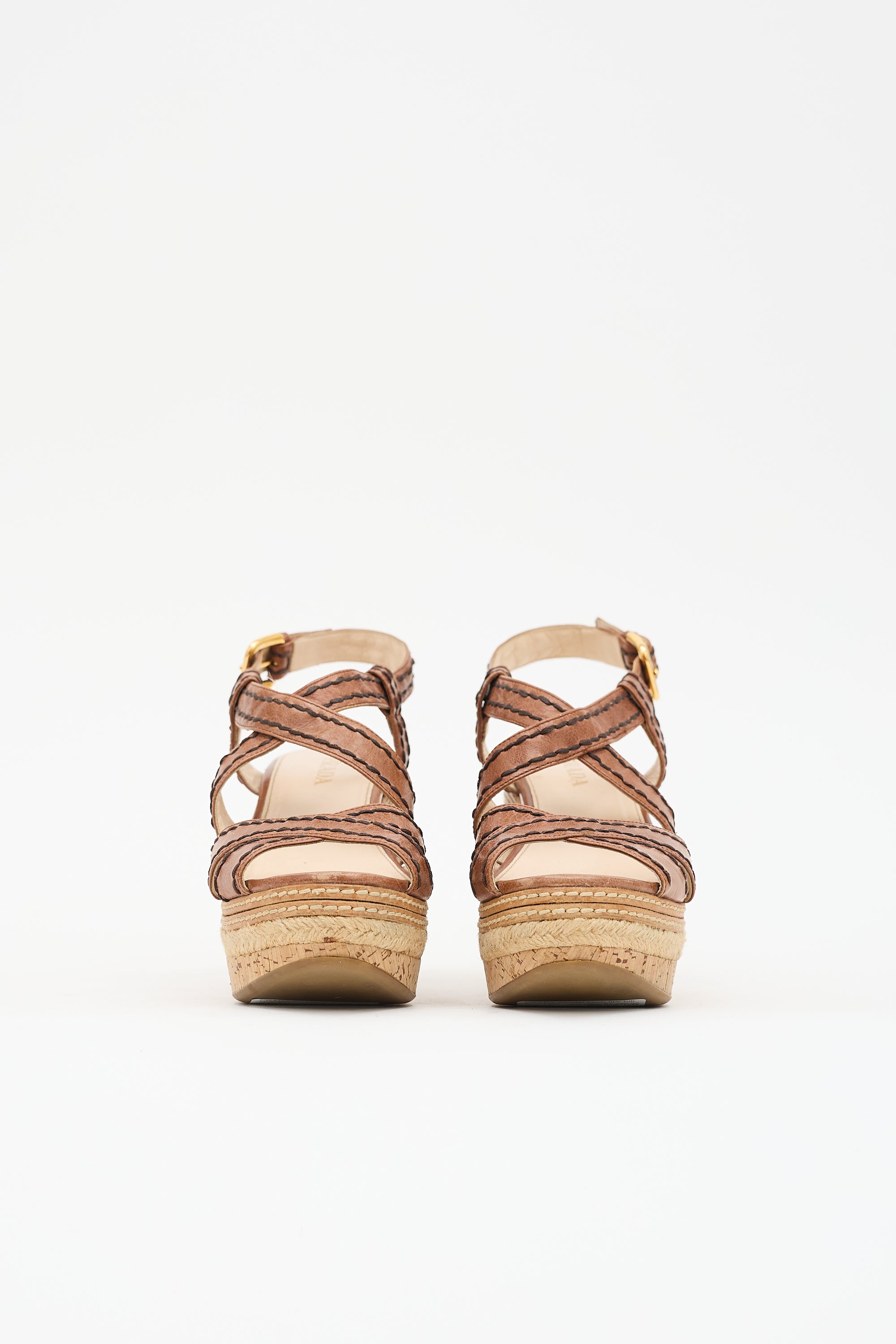 Prada Leather Wedge Sandal