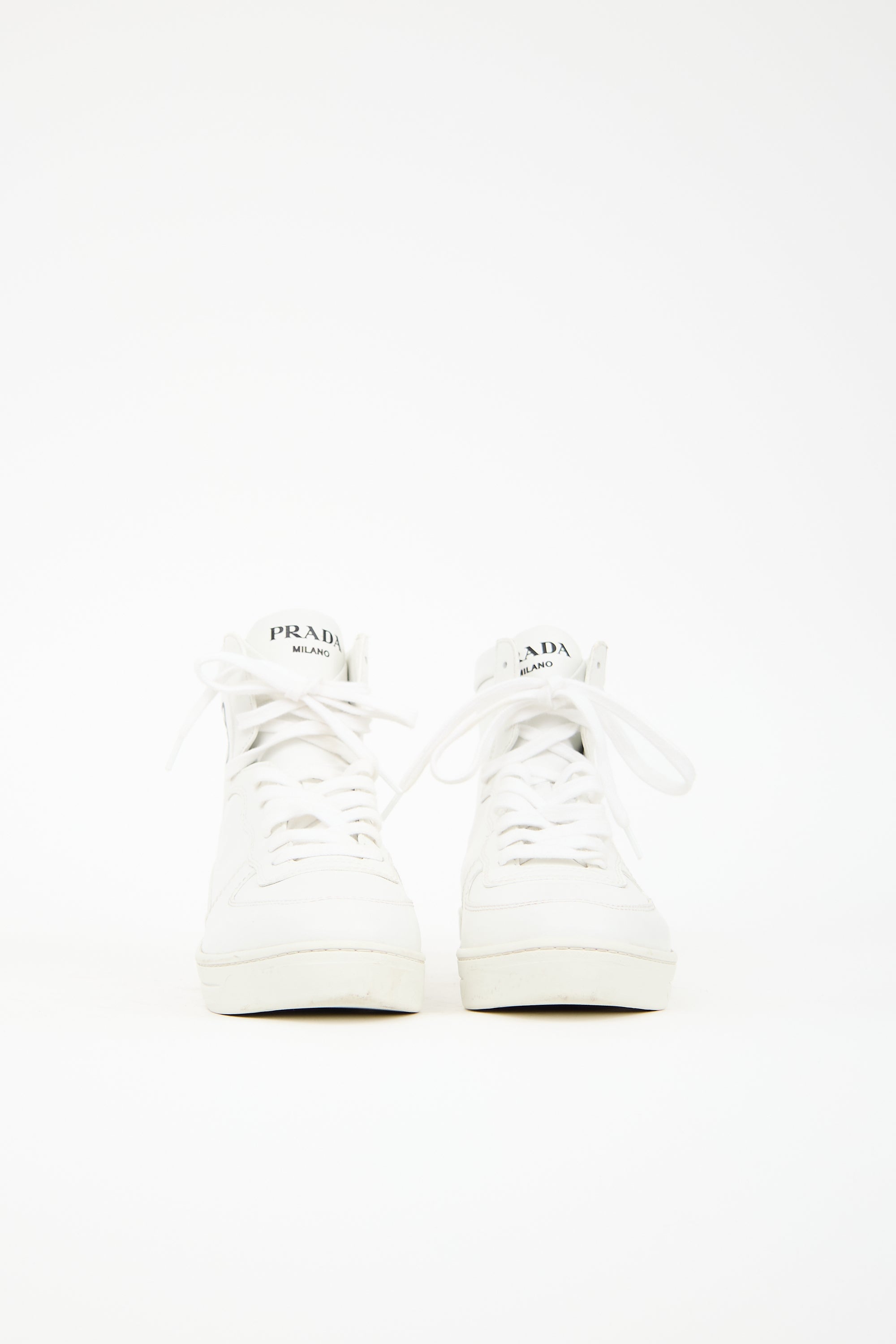 Prada Leather Logo High Top Sneaker