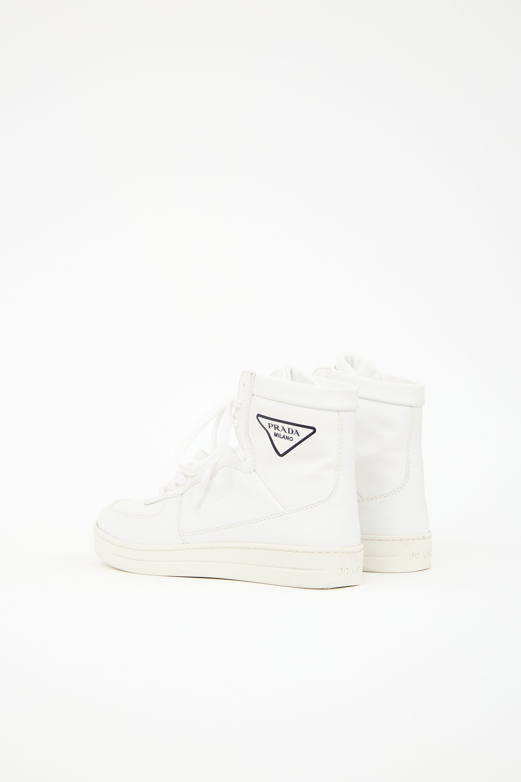 Prada Leather Logo High Top Sneaker
