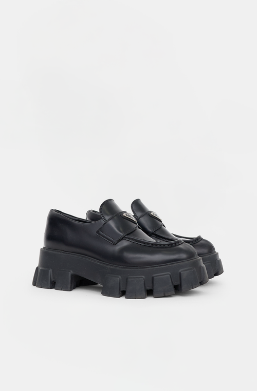 Prada Leather Logo Monolith Loafer