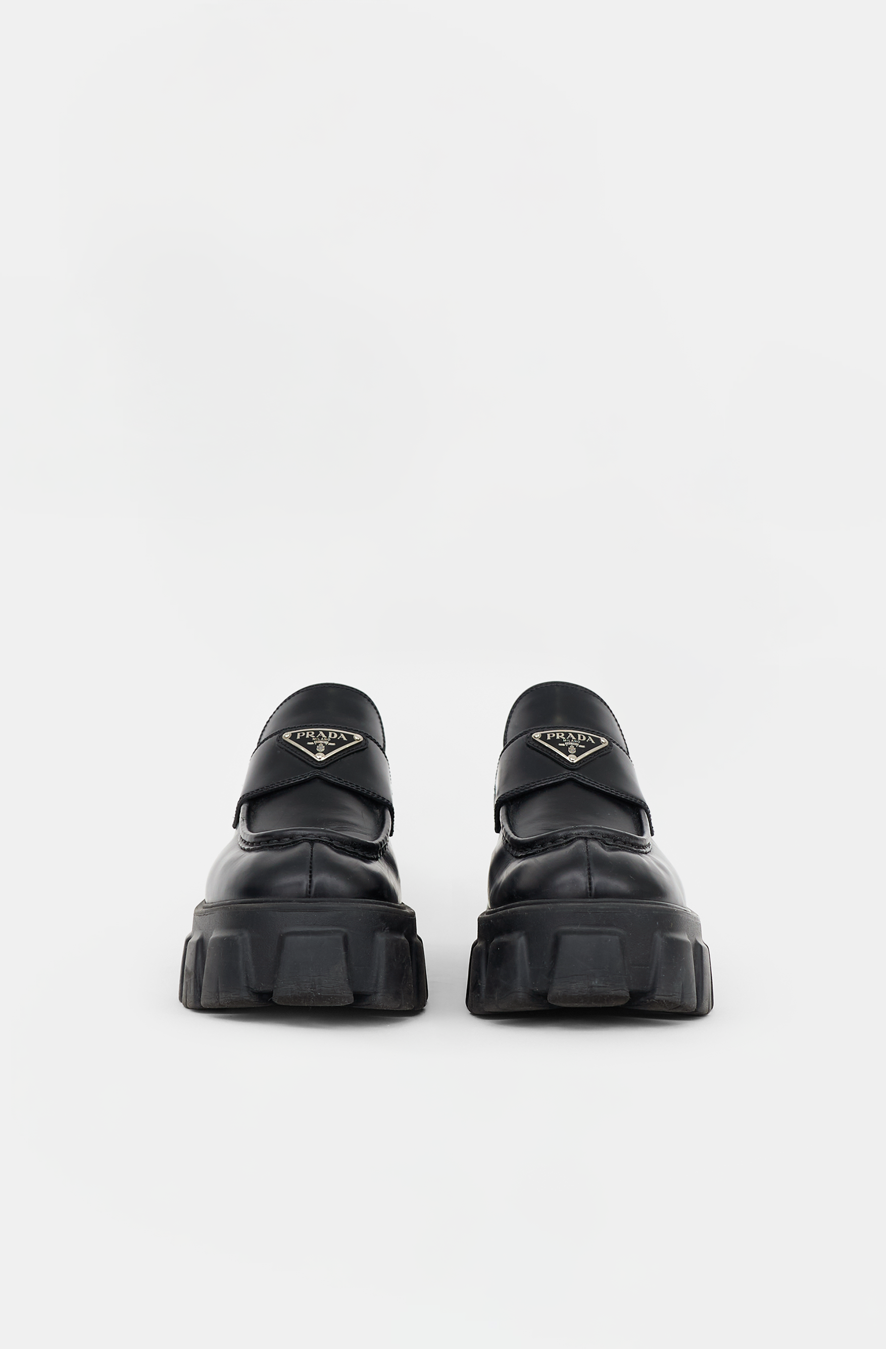Prada Leather Logo Monolith Loafer