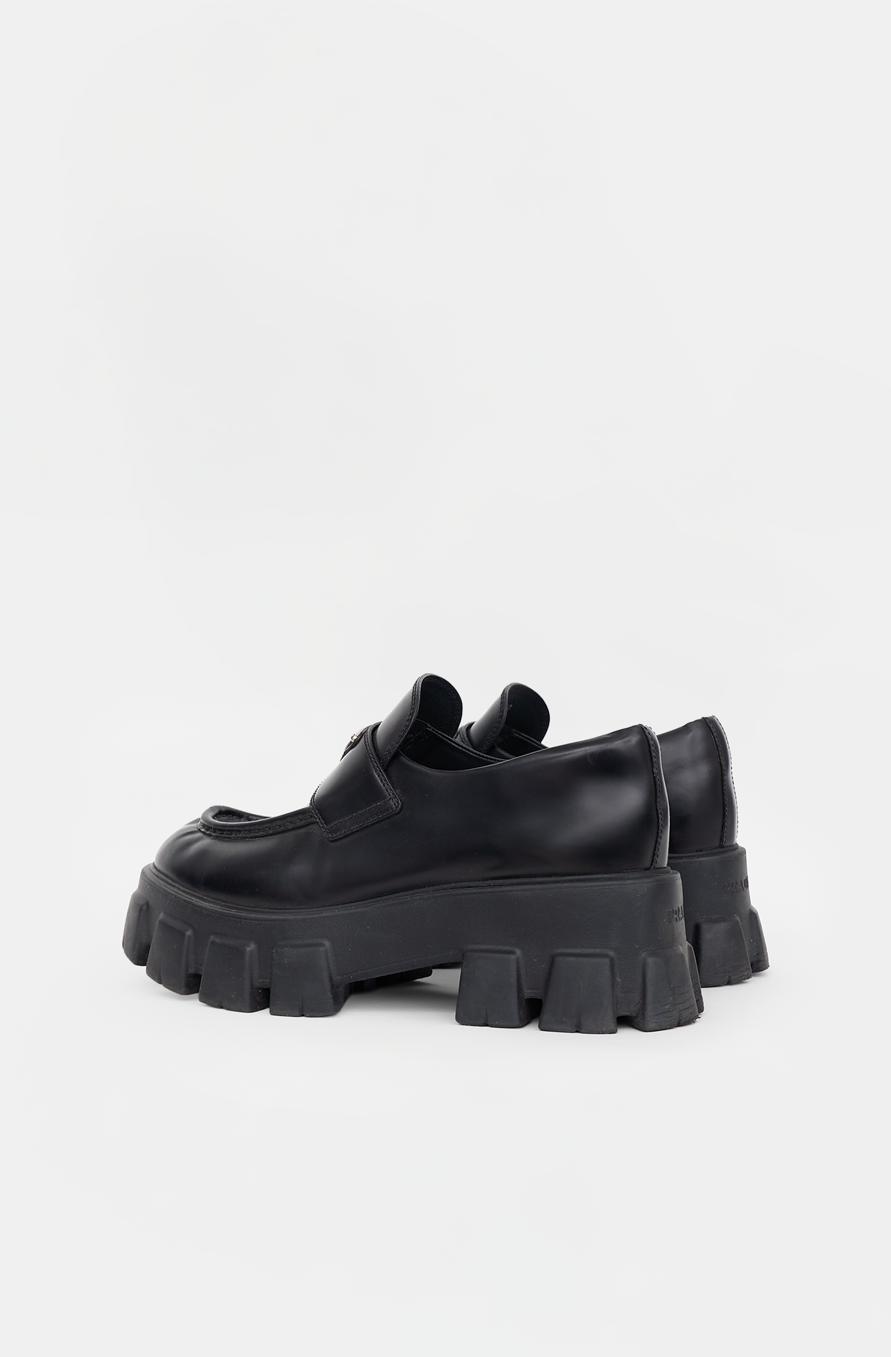 Prada Leather Logo Monolith Loafer