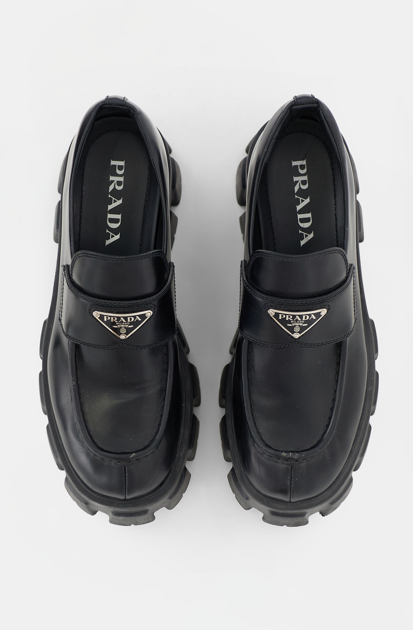 Prada Leather Logo Monolith Loafer