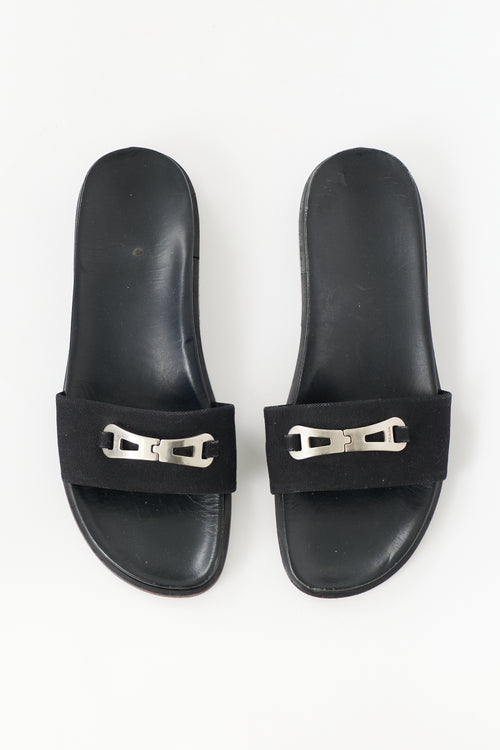 Prada Leather Logo Slide