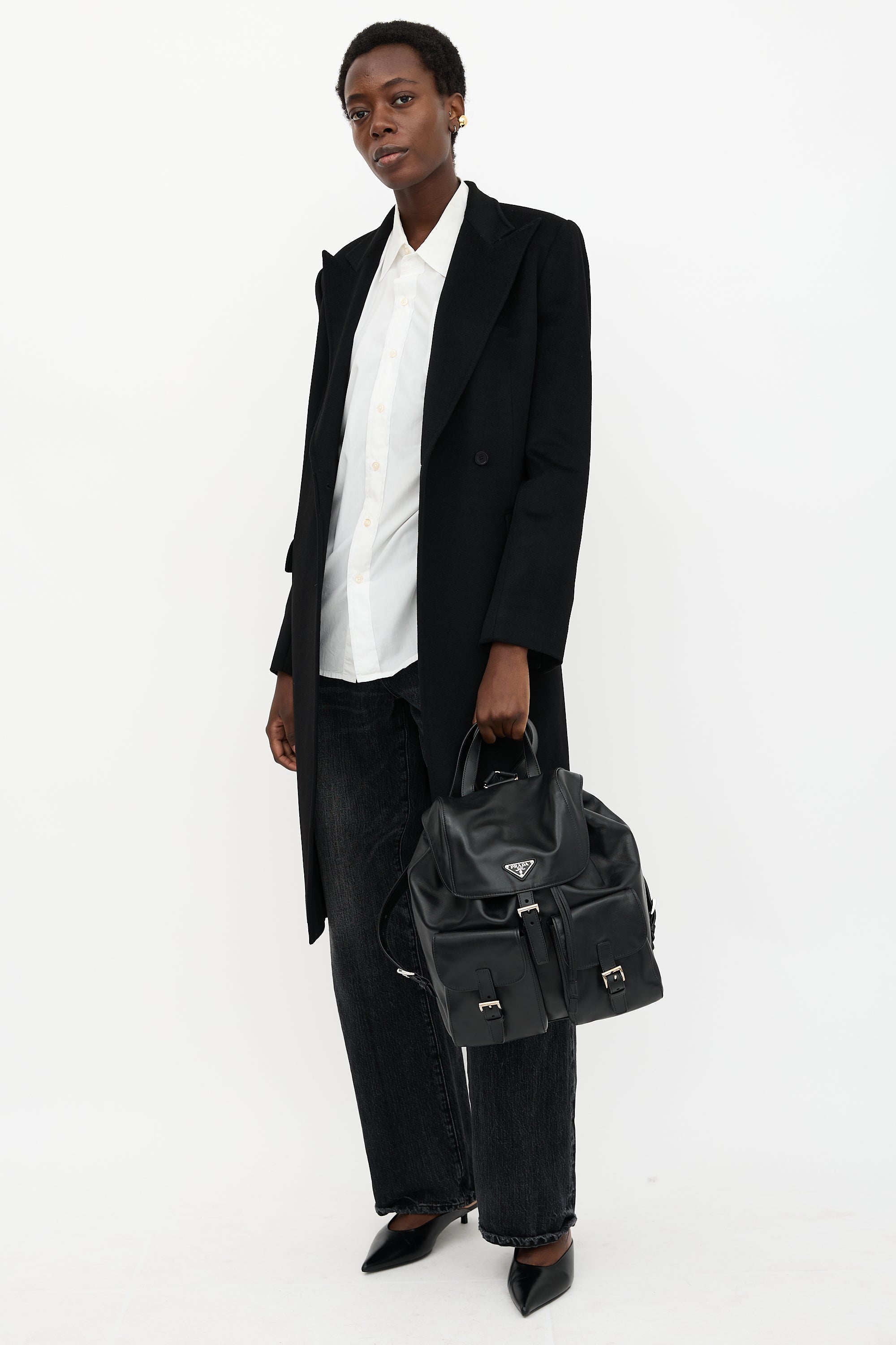 Prada Leather Medium Logo Backpack