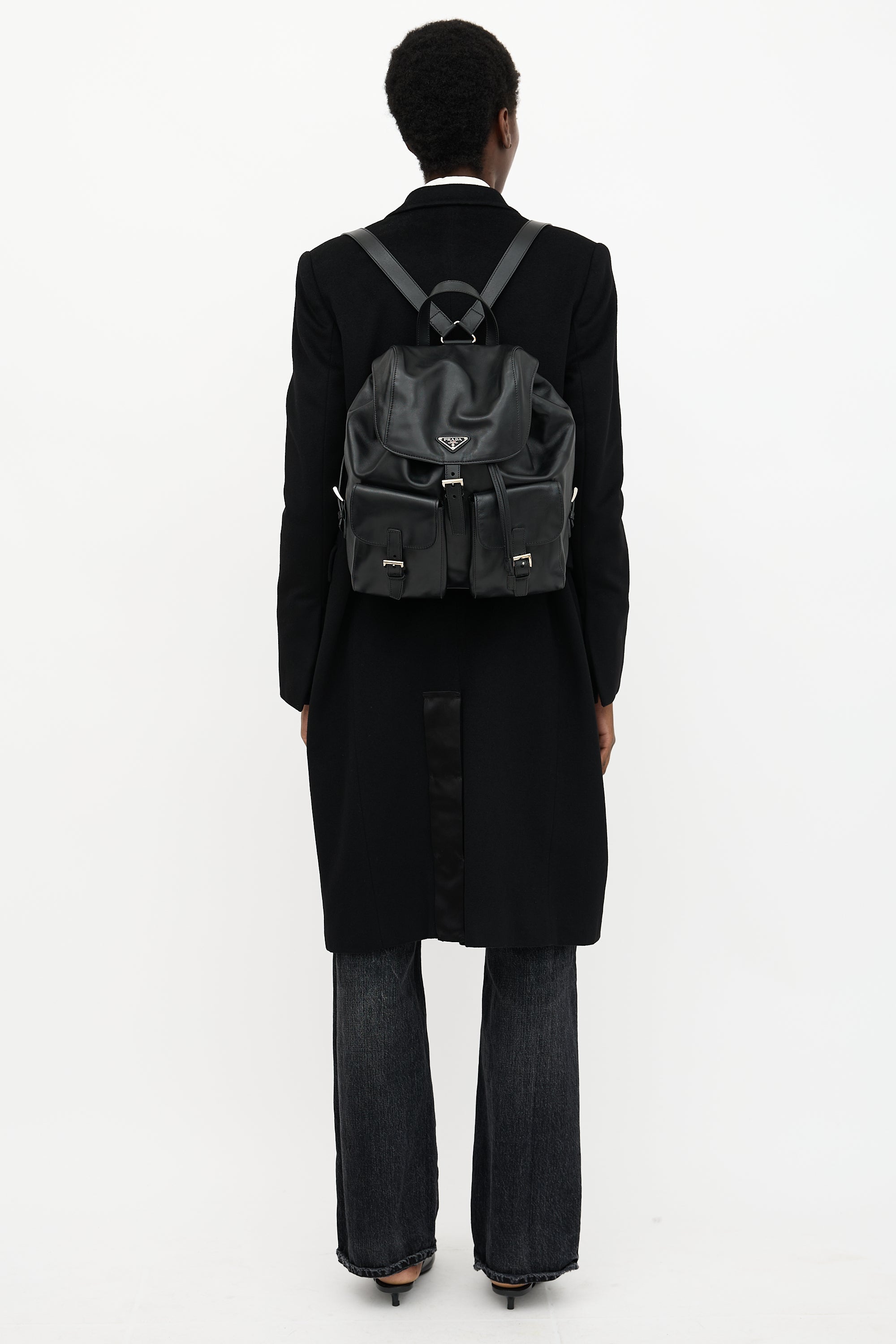 Prada Leather Medium Logo Backpack