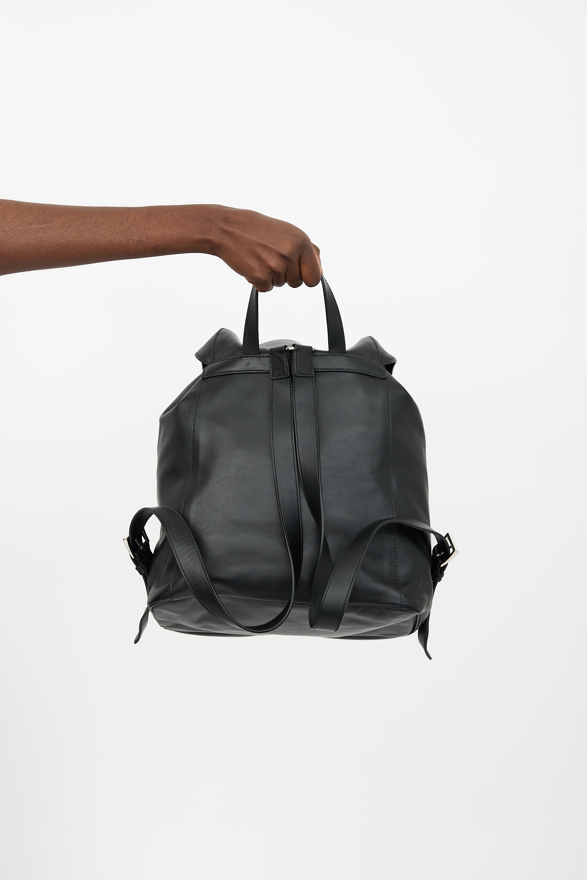 Prada Leather Medium Logo Backpack