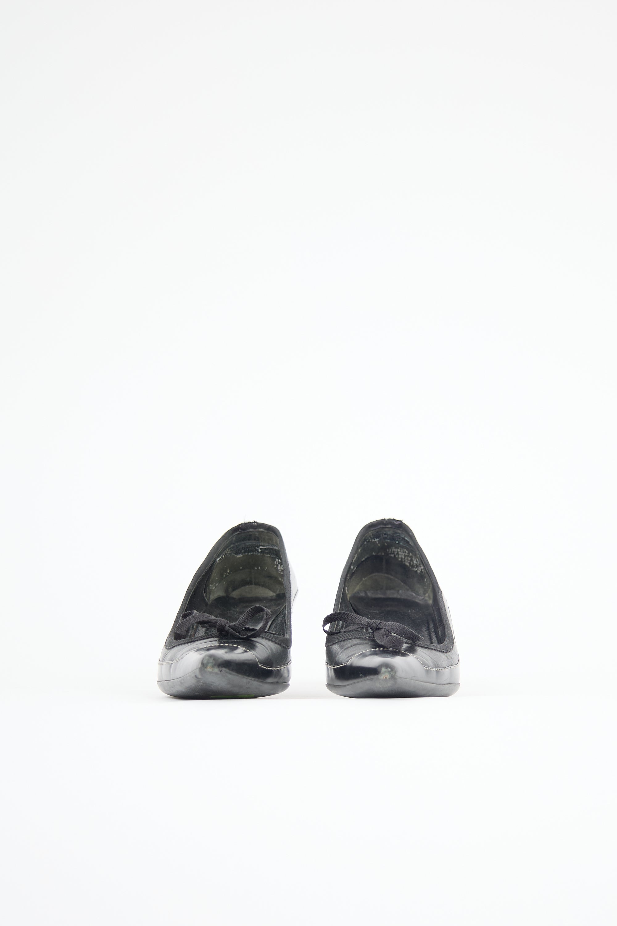 Prada Leather Panel Bow Pump