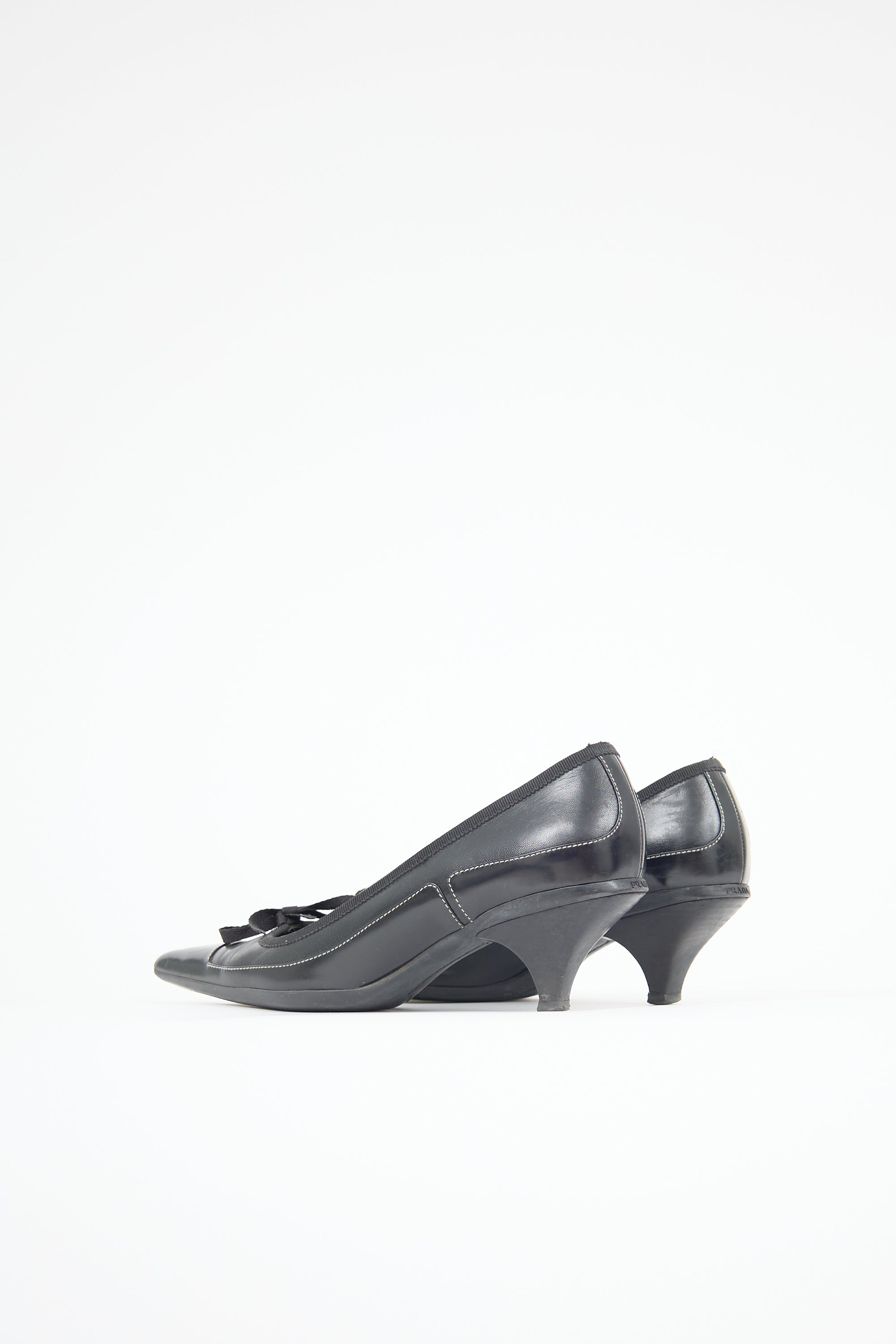 Prada Leather Panel Bow Pump