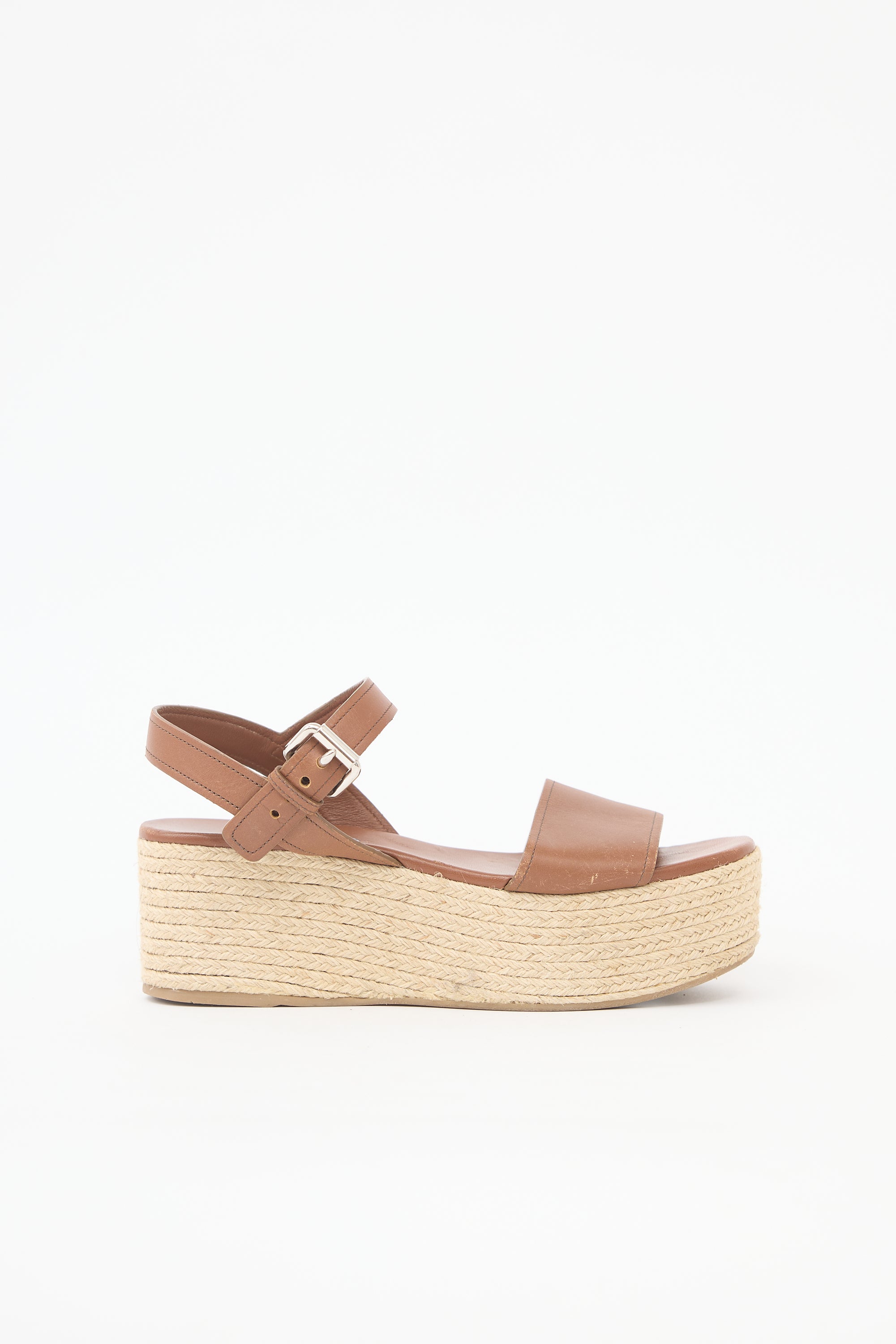 Prada Leather Platform Espadrille Sandal