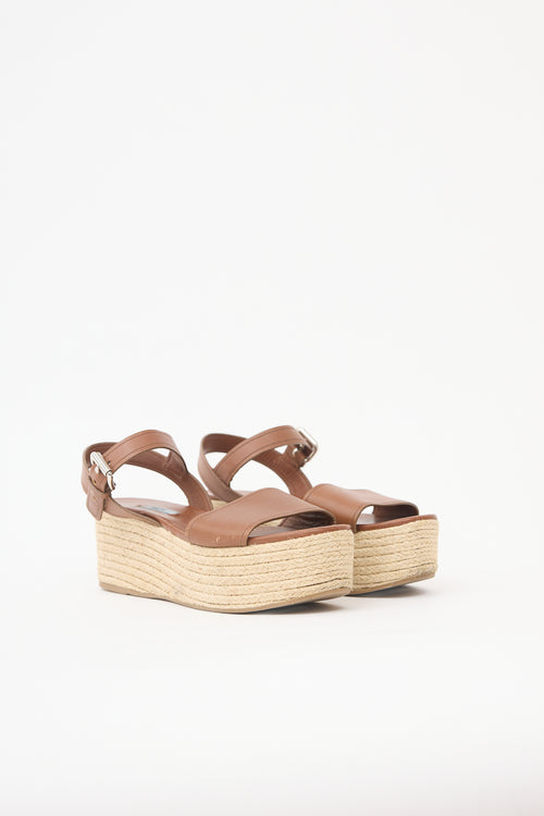 Prada Leather Platform Espadrille Sandal