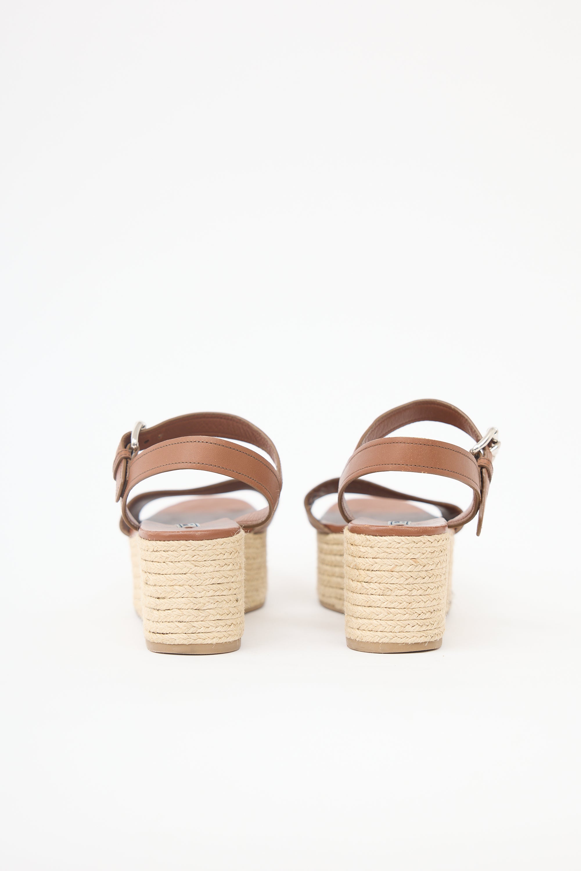 Prada Leather Platform Espadrille Sandal