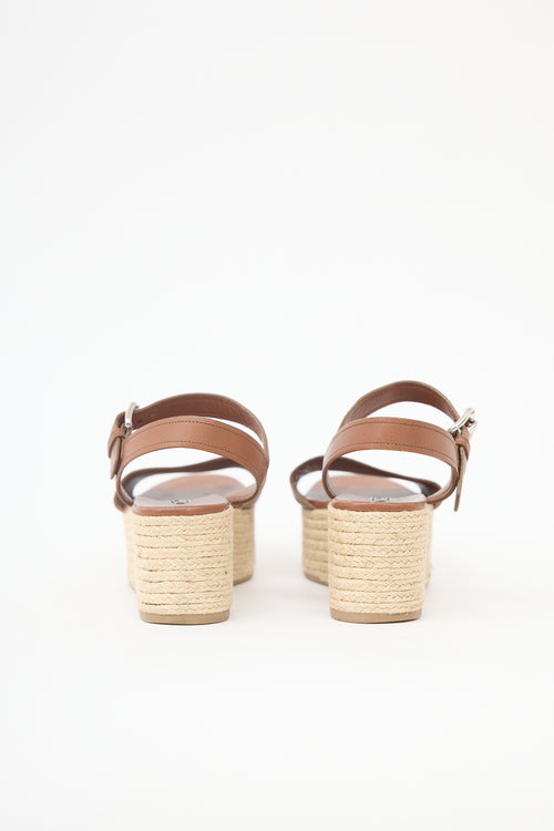 Prada Leather Platform Espadrille Sandal