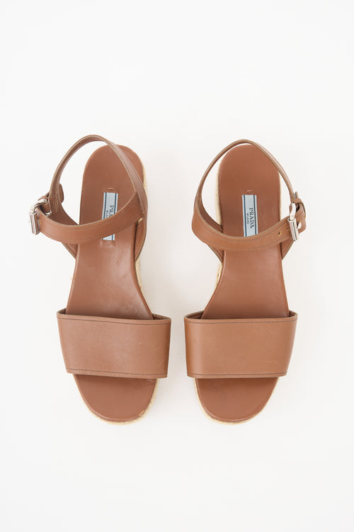 Prada Leather Platform Espadrille Sandal