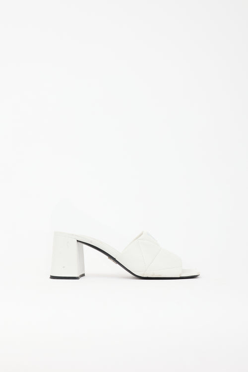 Prada Leather Quilted Logo Sandal