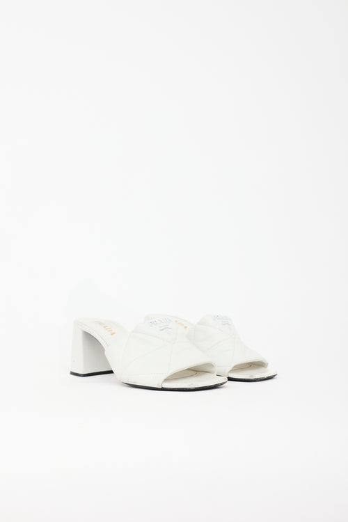 Prada Leather Quilted Logo Sandal