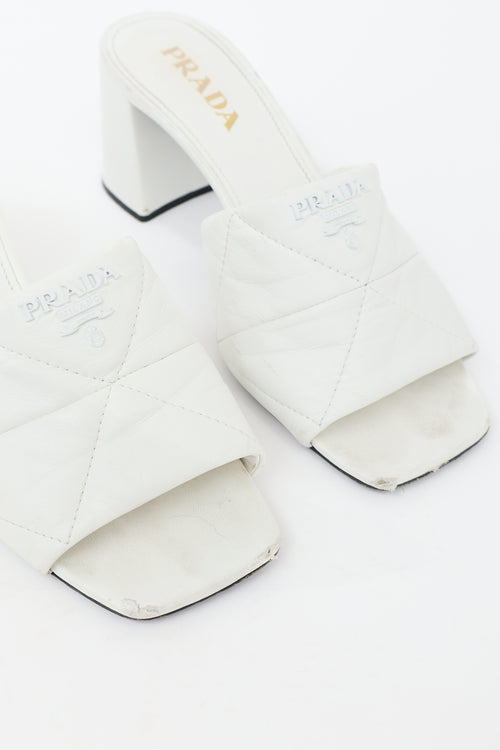 Prada Leather Quilted Logo Sandal