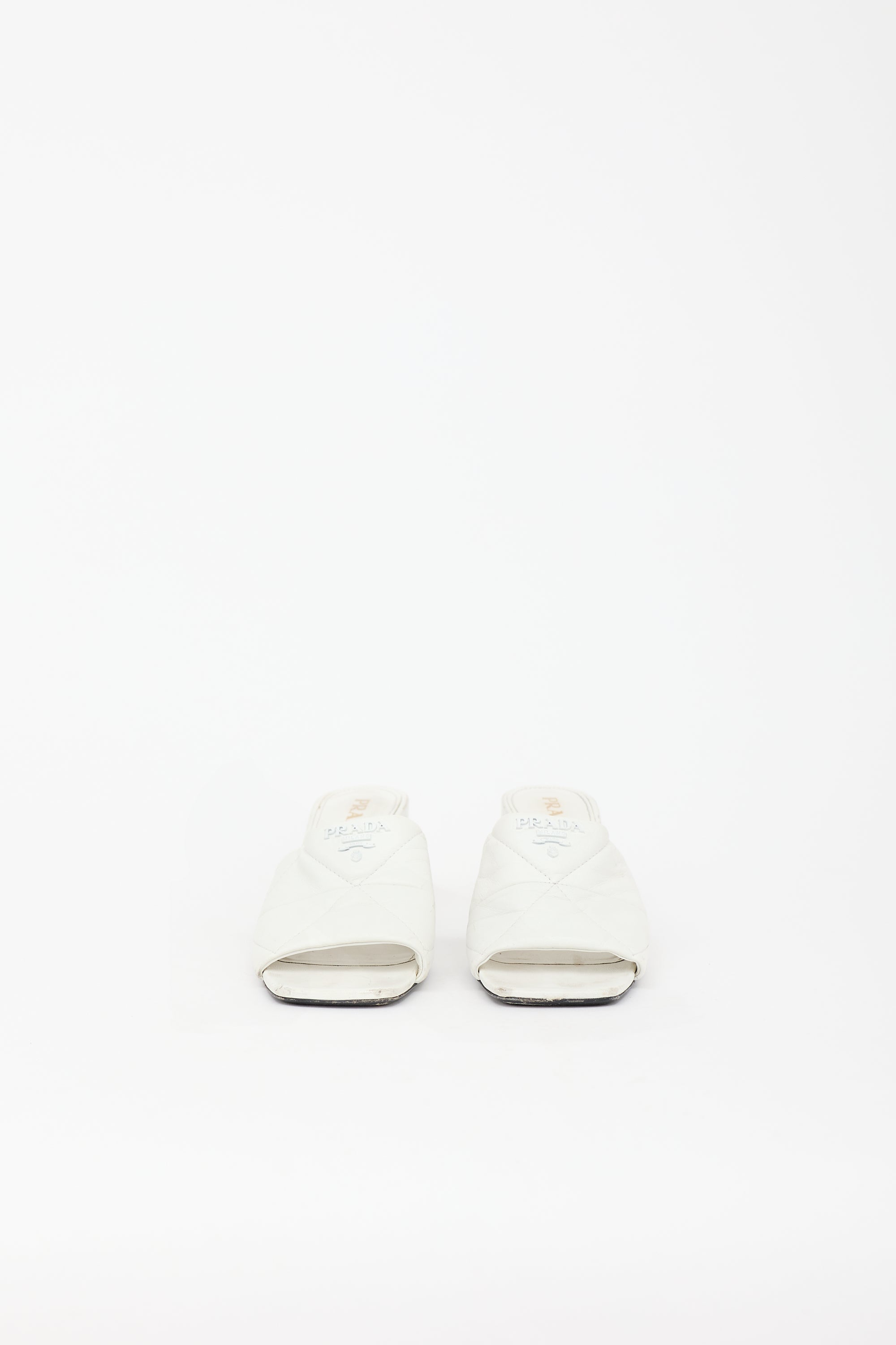 Prada Leather Quilted Logo Sandal