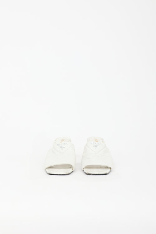 Prada Leather Quilted Logo Sandal