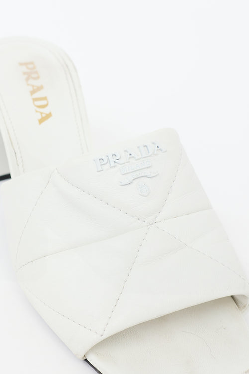 Prada Leather Quilted Logo Sandal