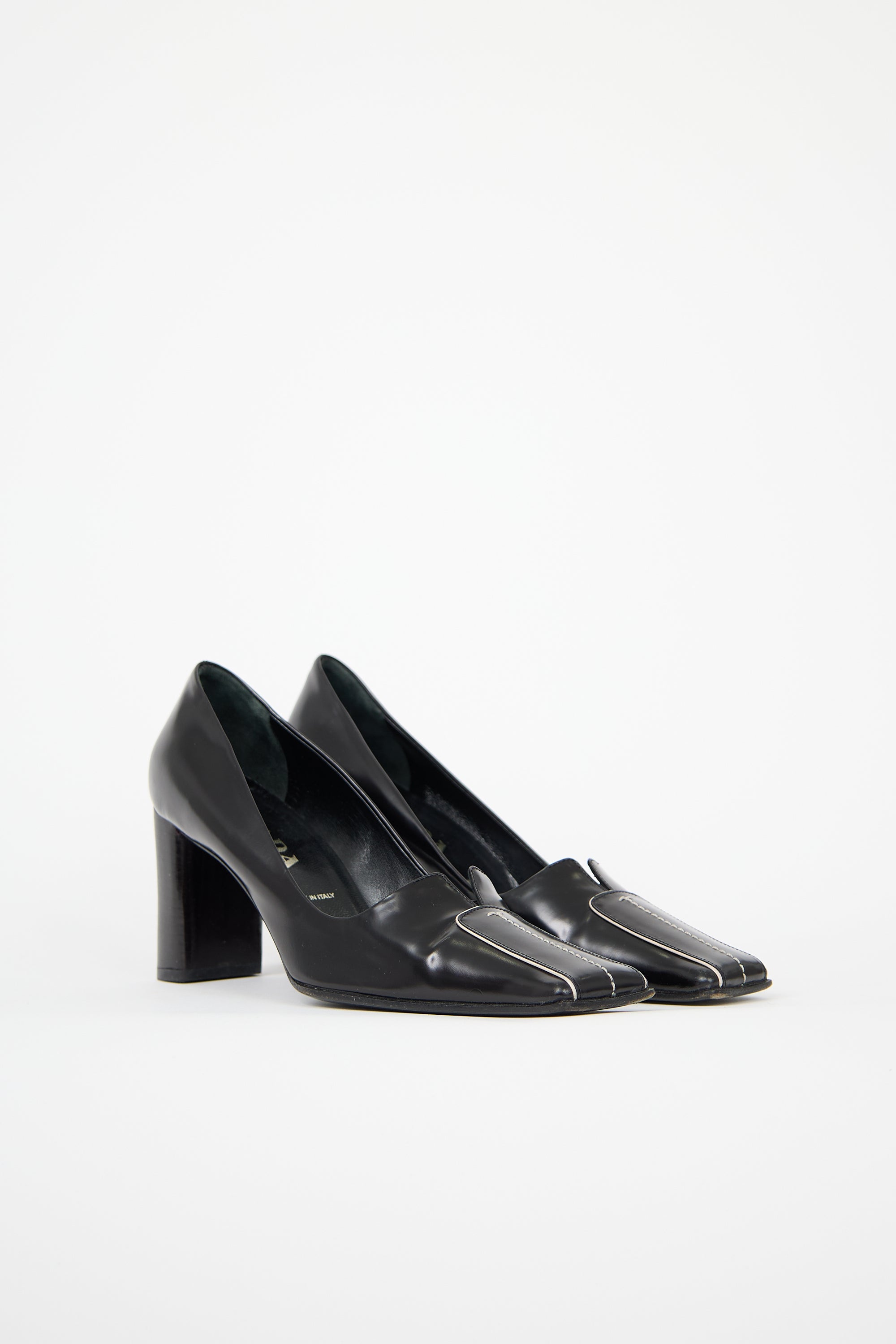Prada Leather Square Toe Pump