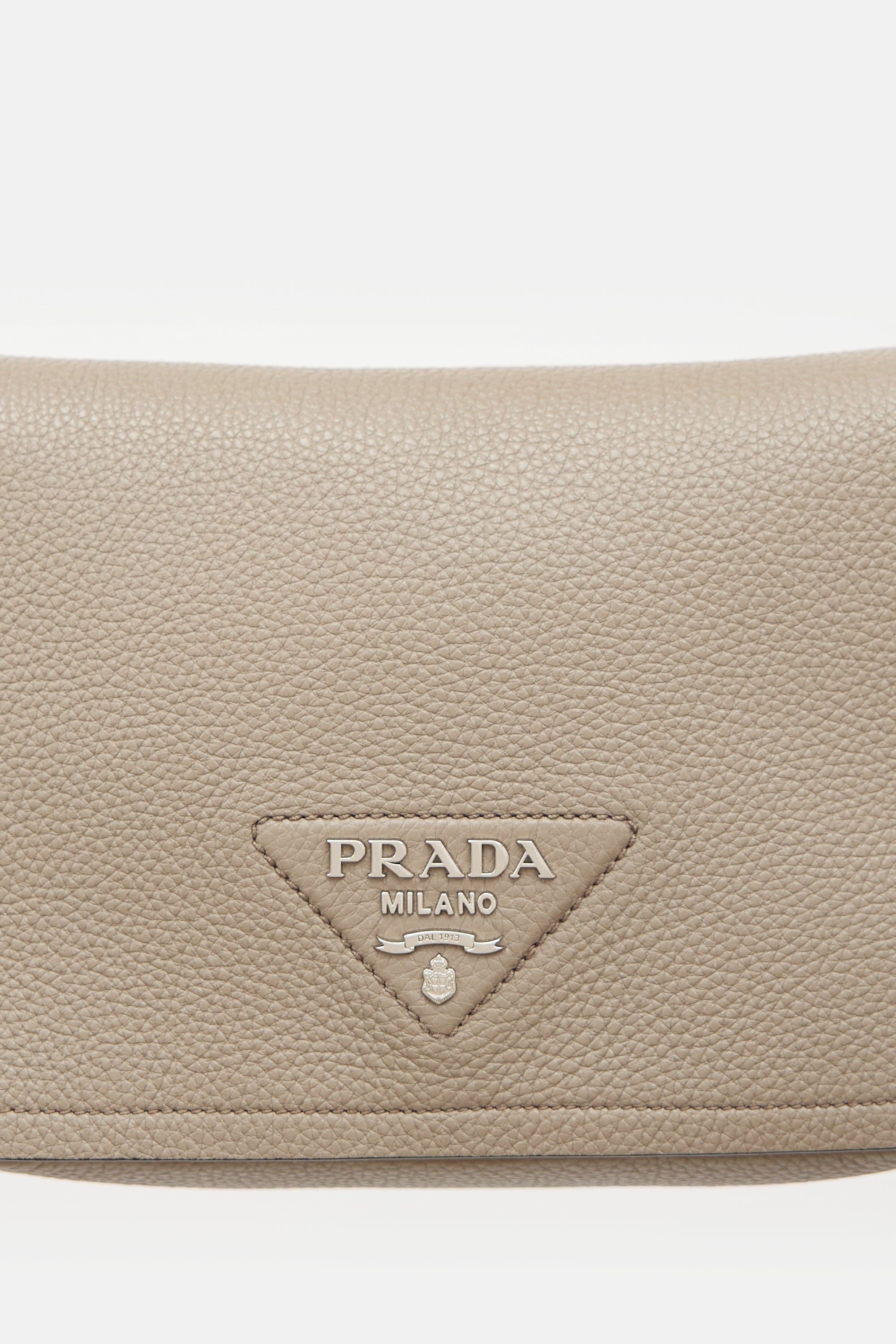 Prada Leather Logo Plaque Flap Bag