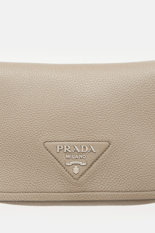 Prada Leather Logo Plaque Flap Bag