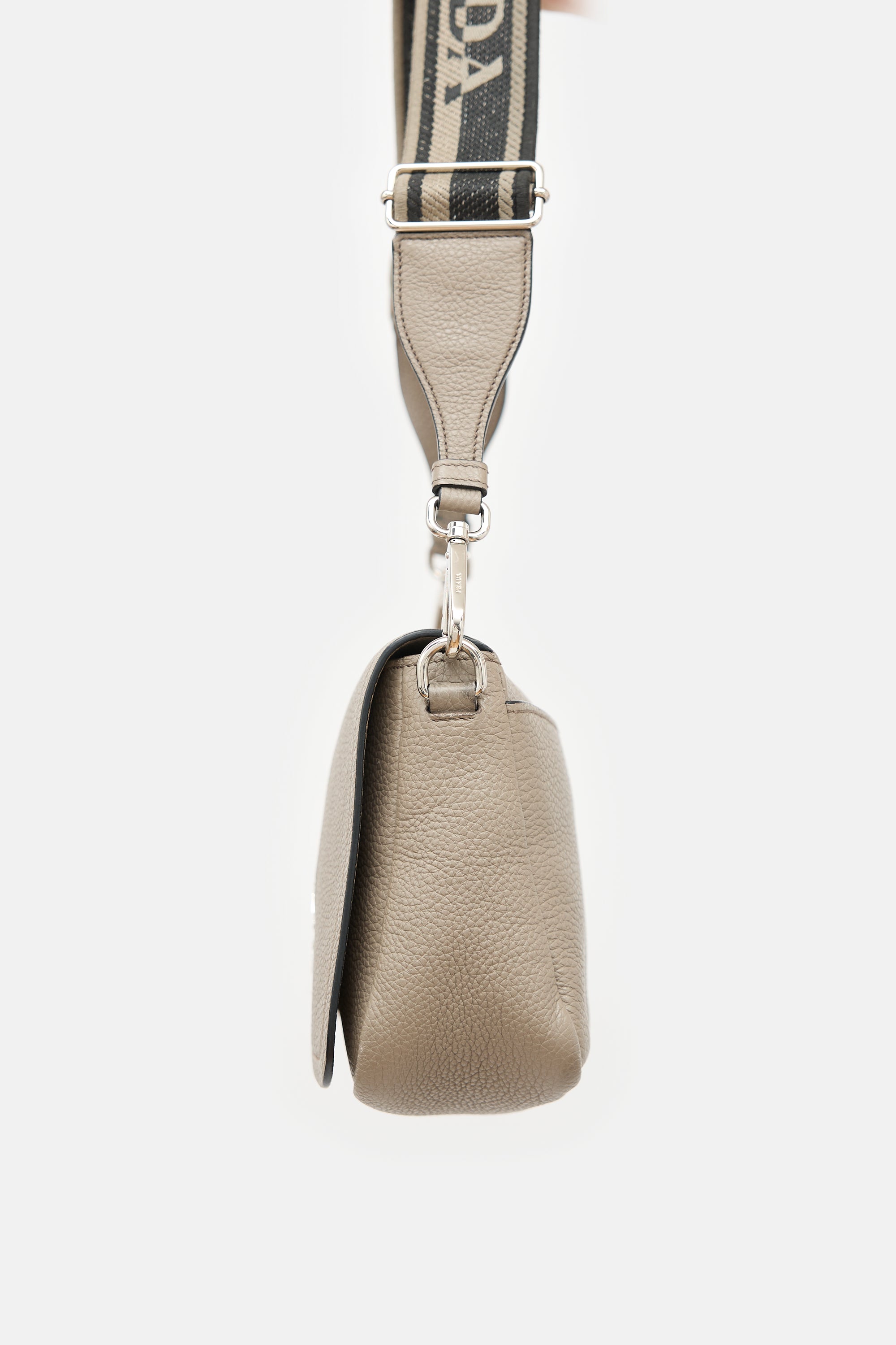 Prada Leather Logo Plaque Flap Bag