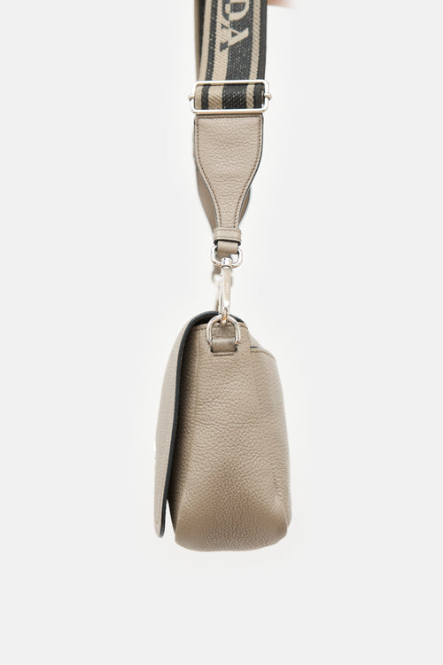 Prada Leather Logo Plaque Flap Bag