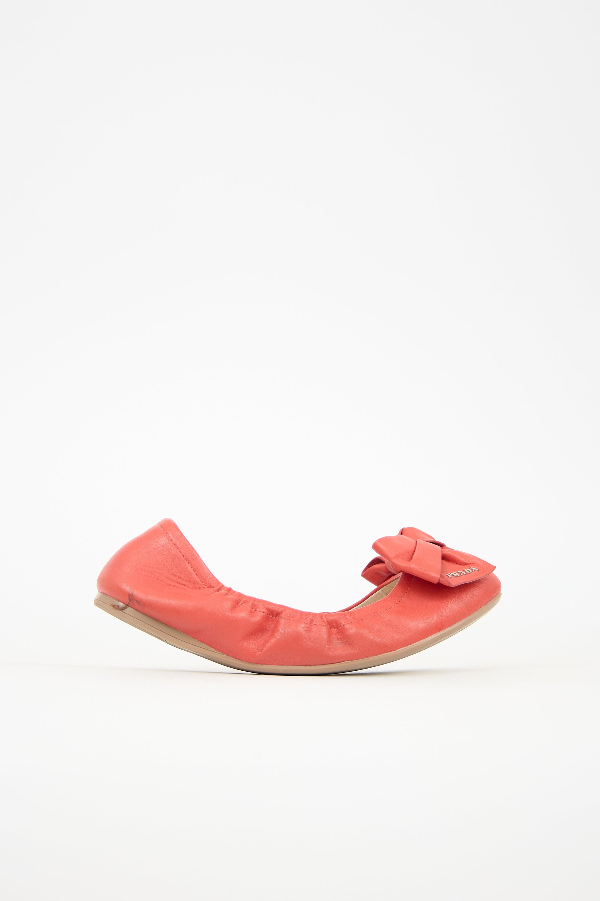 Prada Leather Bow Scrunch Flat