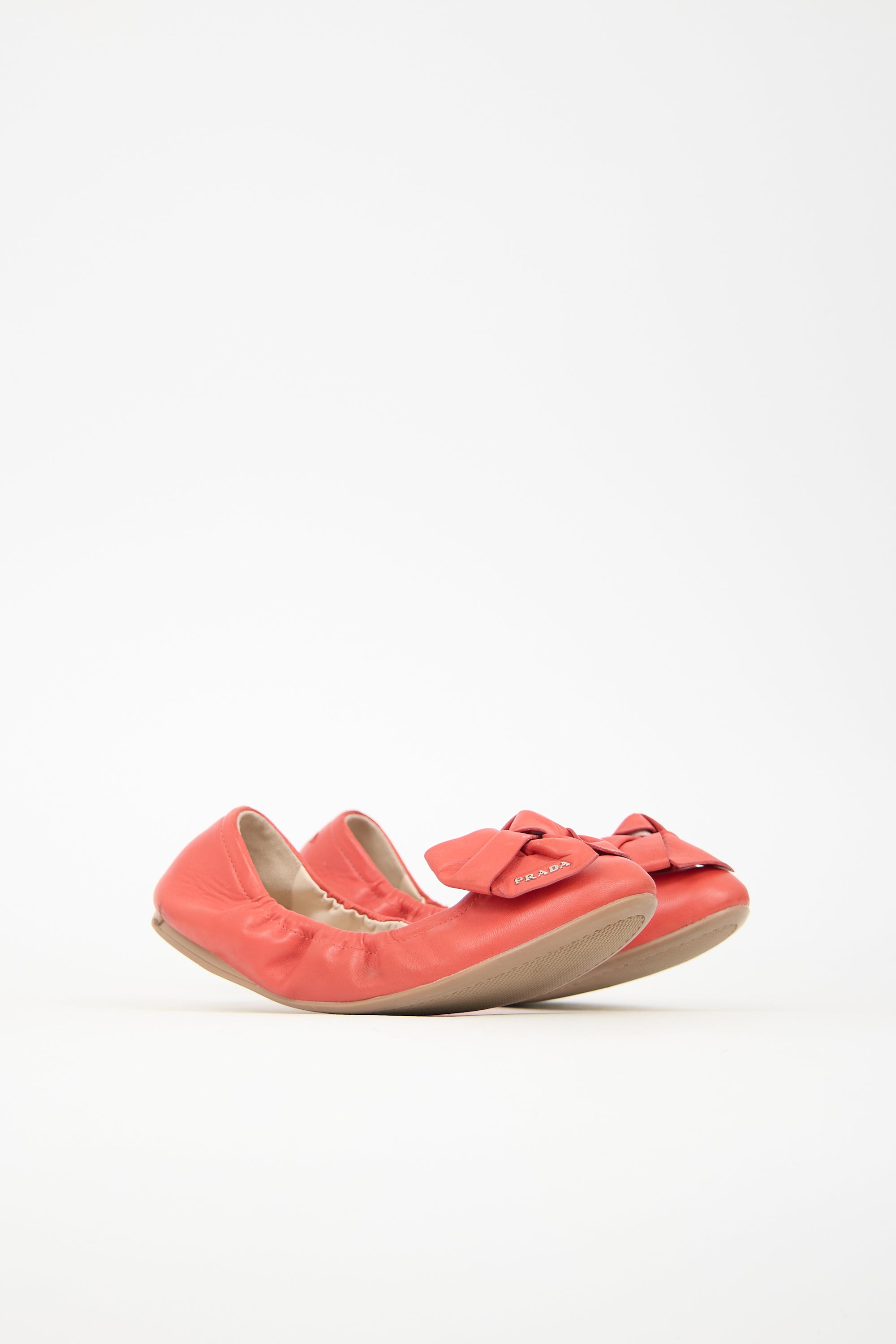 Prada Leather Bow Scrunch Flat