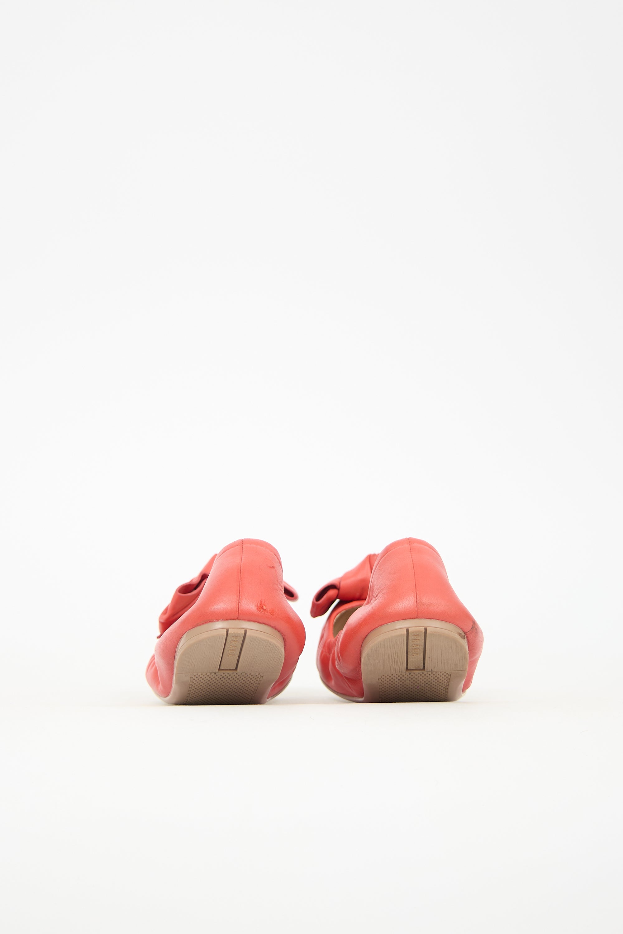 Prada Leather Bow Scrunch Flat