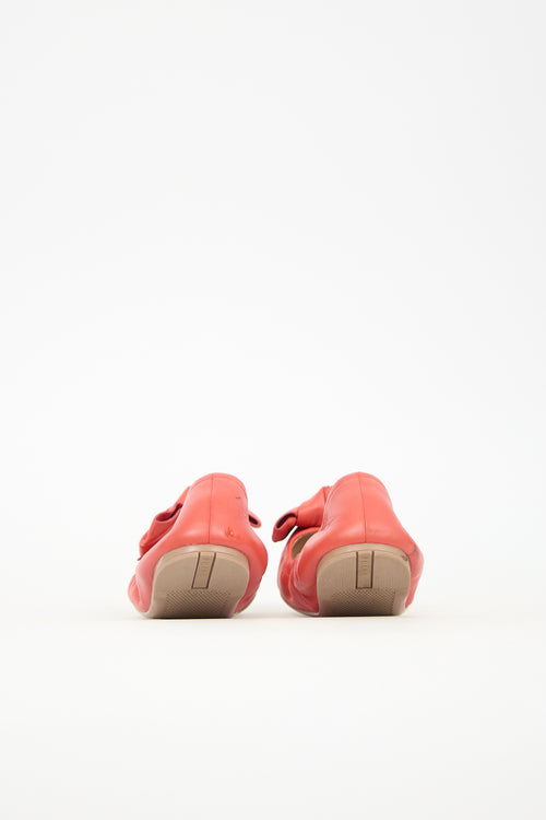 Prada Leather Bow Scrunch Flat