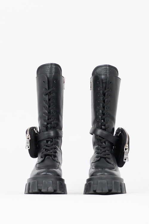 Prada Leather Monolith Mid Calf Boot