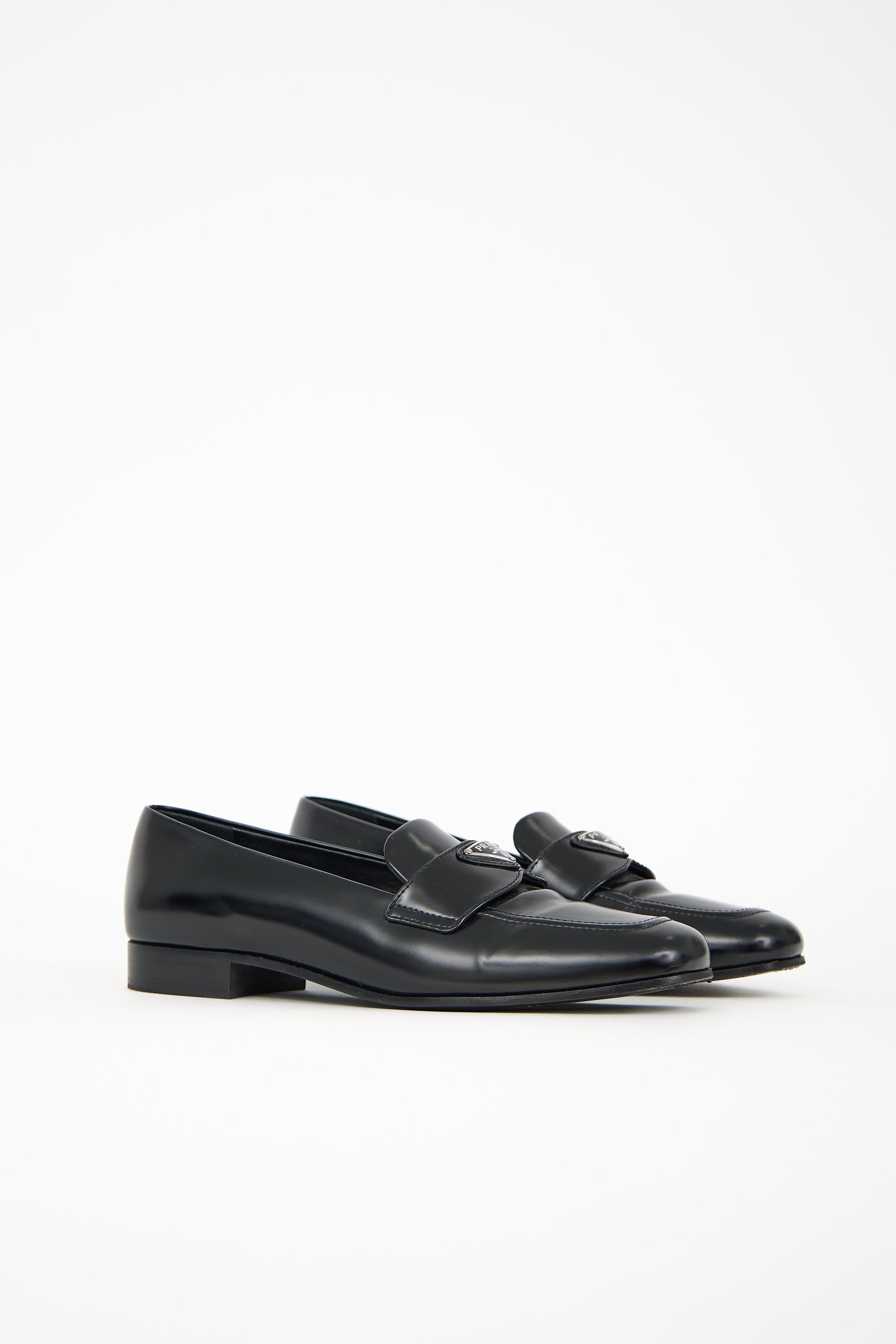 Prada Leather Triangle Logo Loafer