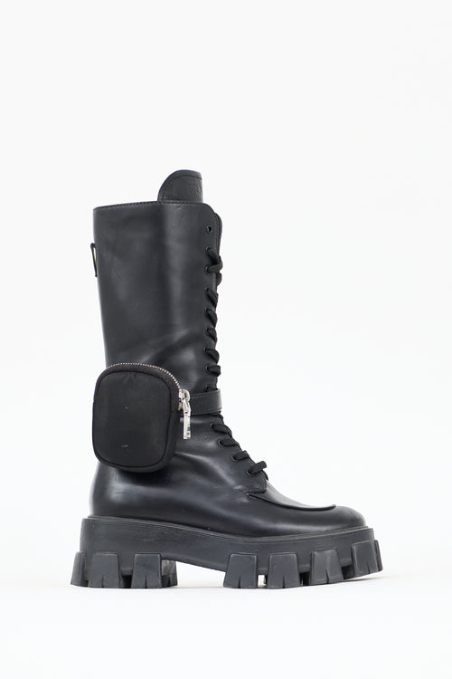 Prada Leather Monolith Mid Calf Boot