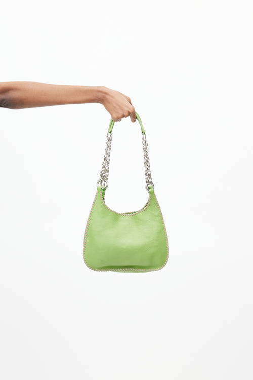 Prada Lime Green Leather & Silver Chain Shoulder Bag